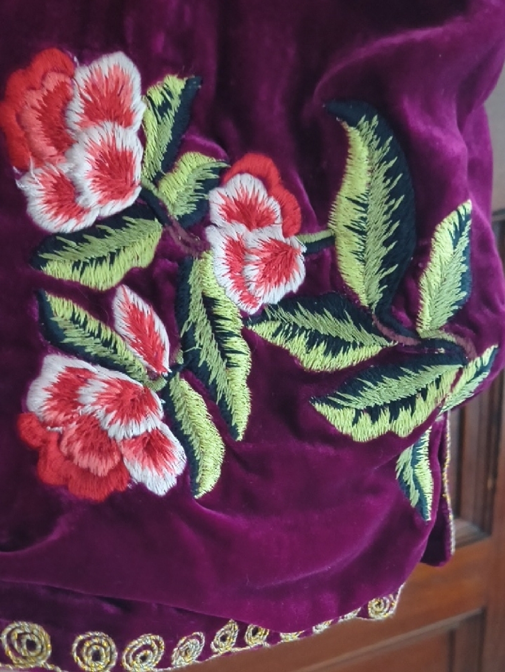 Chasing Unicorns Plum Velvet Top with Pink Accents - Picture 3 of 7